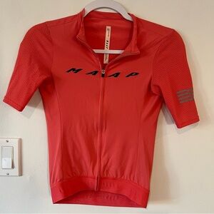 MAAP Cycling Jersey Women’s Small Biking Shirt Full Zip Pockets Coral